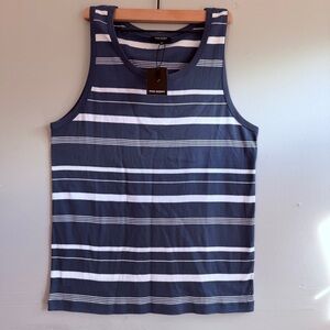 Ron Dorff Navy and White Striped Men's Tank Top Size XXL